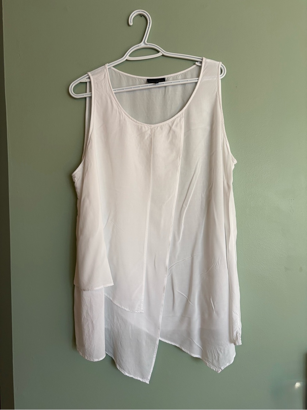 Addition Elle Top 18 White Rayon Layered Tank Flowy Asymmetric Boho European